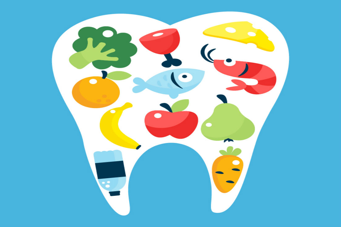Teeth with healthy food